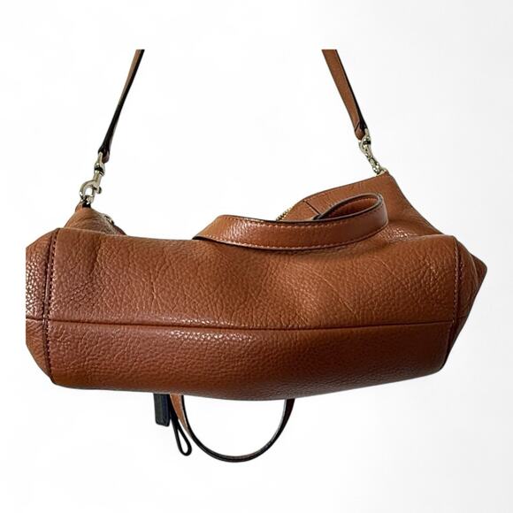 COACH Crossbody Shoulder Bag Brown Pebble Leather Black Hangtag - Picture 6 of 13